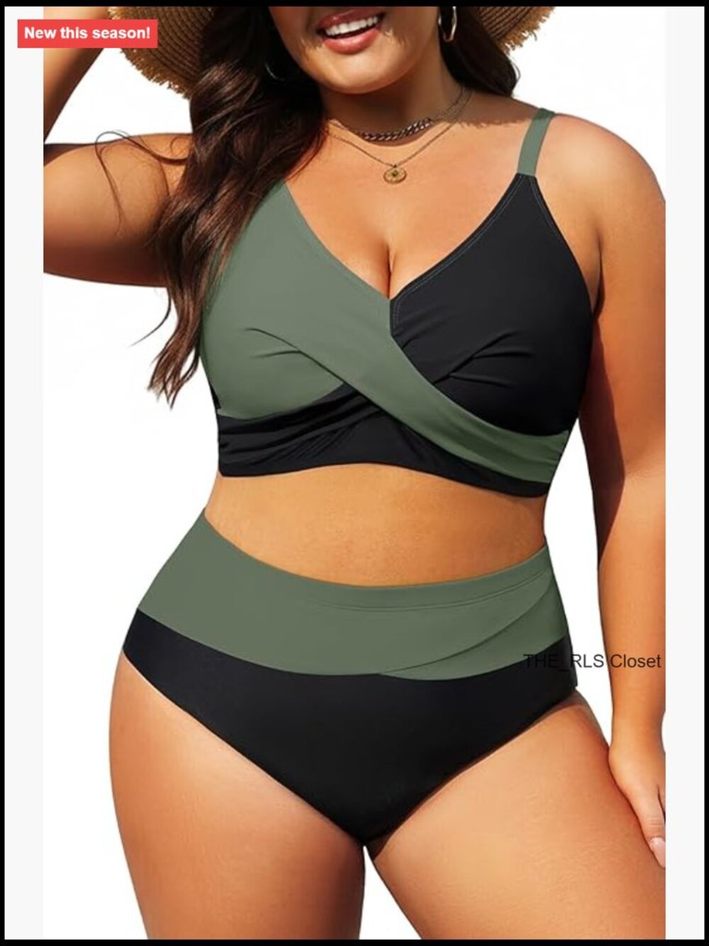 Plus Size High Waisted Bikini Set Tummy Control Push Up Two Piece Bathing Suit